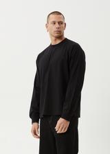 AFENDS Mens Genesis - Boxy Long Sleeve Tee - Black - Afends mens genesis   boxy long sleeve tee   black
