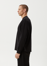 AFENDS Mens Genesis - Boxy Long Sleeve Tee - Black - Afends mens genesis   boxy long sleeve tee   black