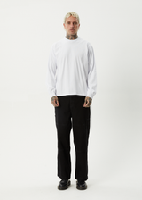 AFENDS Mens Genesis - Boxy Long Sleeve Tee - White - Afends mens genesis   boxy long sleeve tee   white