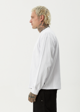 AFENDS Mens Genesis - Boxy Long Sleeve Tee - White - Afends mens genesis   boxy long sleeve tee   white