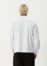 AFENDS Mens Genesis - Boxy Long Sleeve Tee - White - Afends mens genesis   boxy long sleeve tee   white