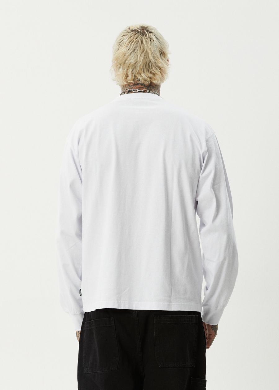 AFENDS Mens Genesis - Boxy Long Sleeve Tee - White