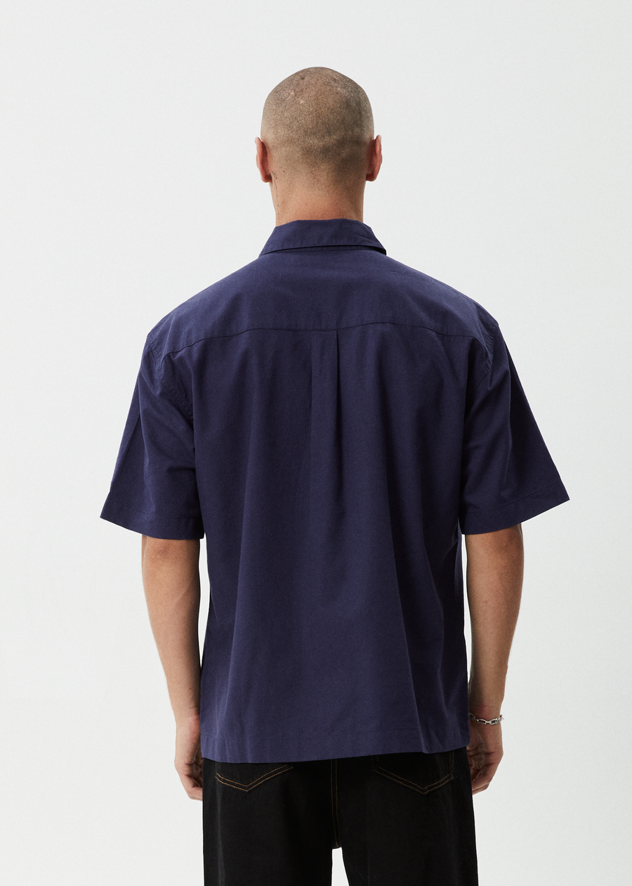 AFENDS Mens Everyday - Short Sleeve Shirt - Deep Sea