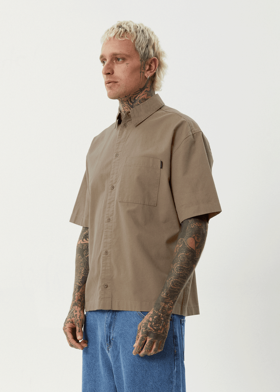 AFENDS Mens Everyday - Short Sleeve Shirt - Fossil