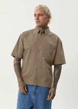AFENDS Mens Everyday - Short Sleeve Shirt - Fossil - Afends mens everyday   short sleeve shirt   fossil