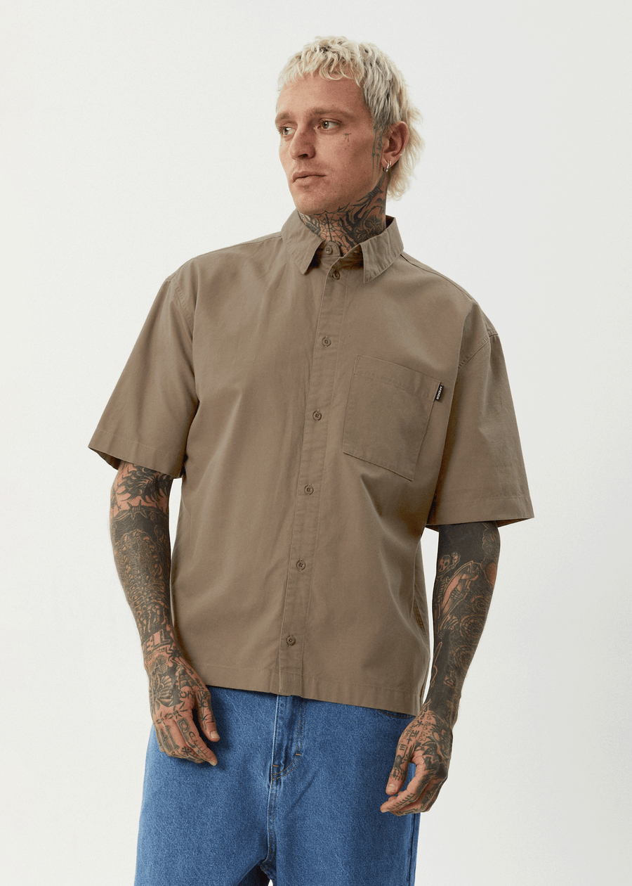 AFENDS Mens Everyday - Short Sleeve Shirt - Fossil