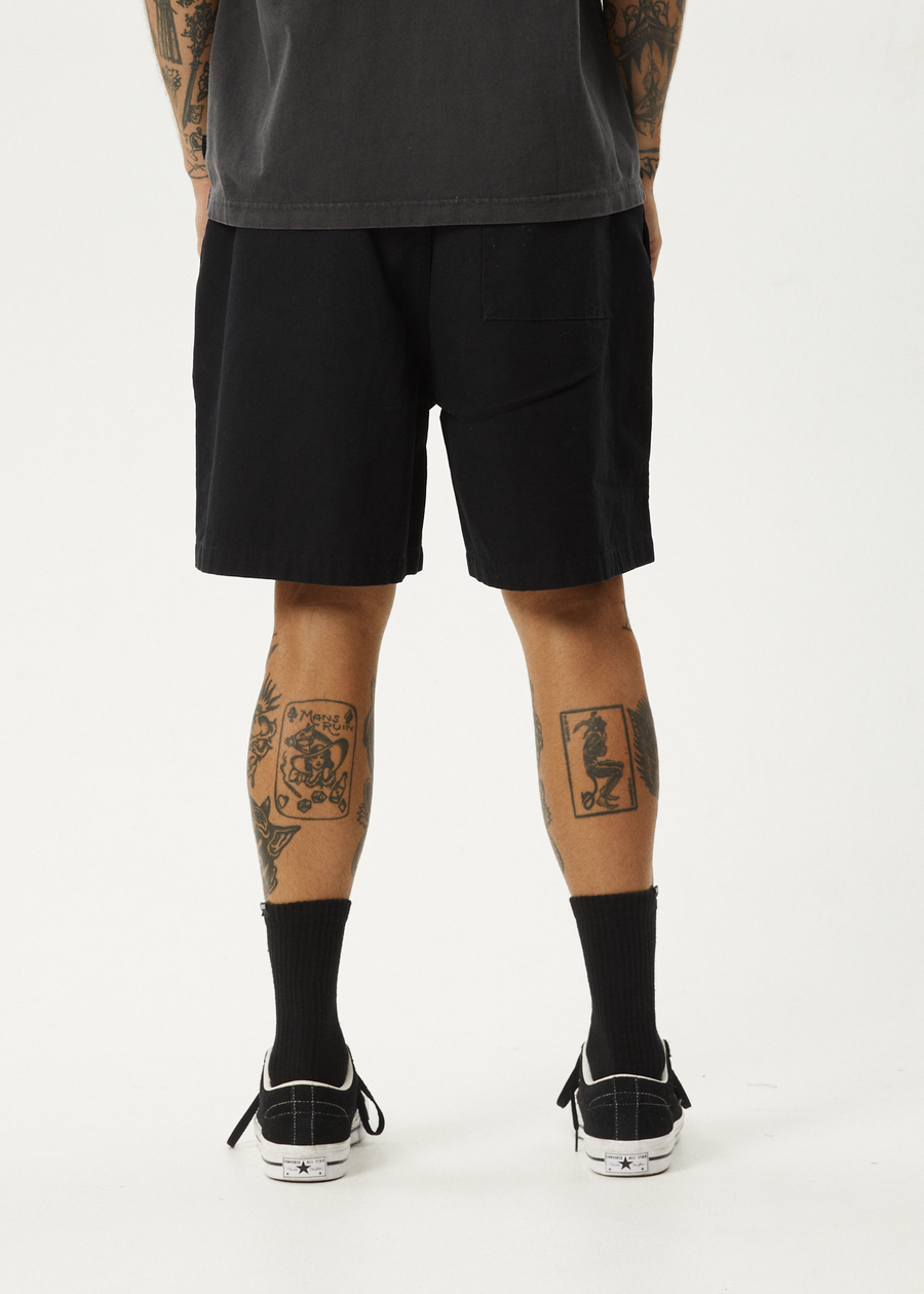 AFENDS Mens Ninety Eights - Oversized Short 20" - Black