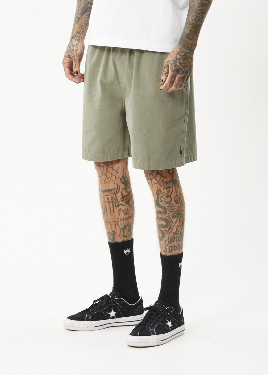 AFENDS Mens Ninety Eights - Oversized Short 20" - Olive