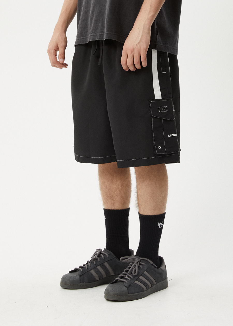 AFENDS Mens House Related - Cargo Swim Short 20" - Black