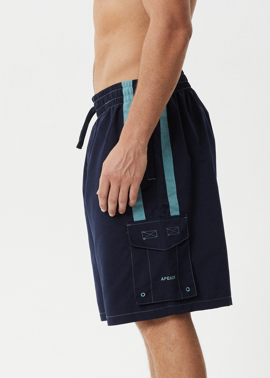 AFENDS Mens House Related - Cargo Swim Short 20" - Deep Sea