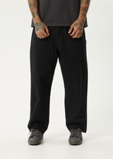 AFENDS Mens Ninety Eights - Elastic Waist Pant - Black - Afends mens ninety eights   elastic waist pant   black