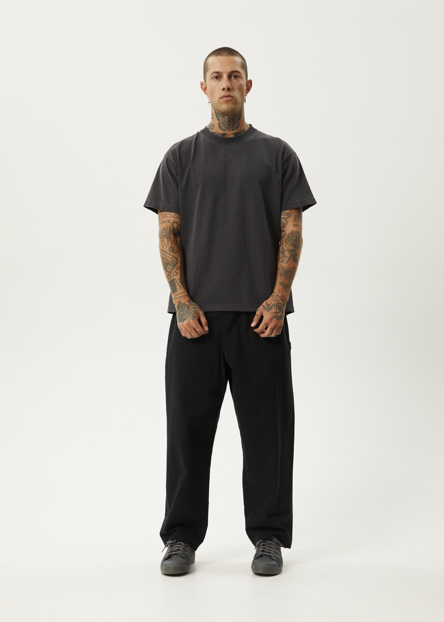 AFENDS Mens Ninety Eights - Elastic Waist Pant - Black