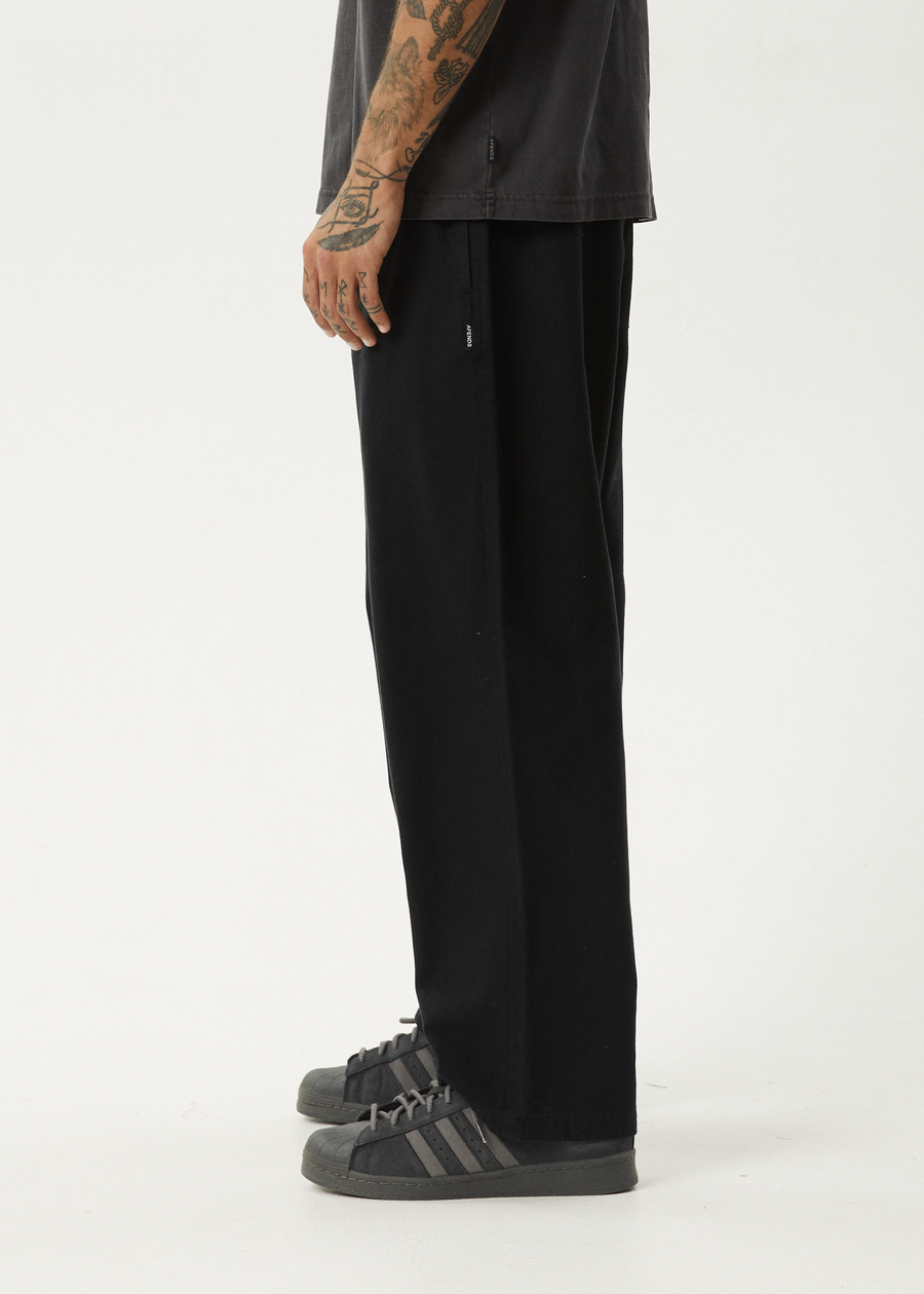 AFENDS Mens Ninety Eights - Elastic Waist Pant - Black