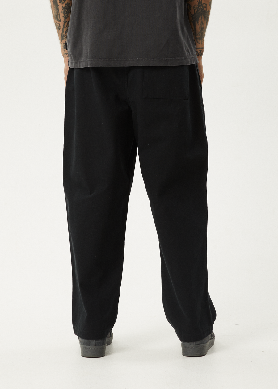 AFENDS Mens Ninety Eights - Elastic Waist Pant - Black
