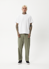 AFENDS Mens Ninety Eights - Baggy Elastic Waist Pant - Olive - Afends mens ninety eights   baggy elastic waist pant   olive