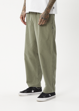 AFENDS Mens Ninety Eights - Baggy Elastic Waist Pant - Olive - Afends mens ninety eights   baggy elastic waist pant   olive