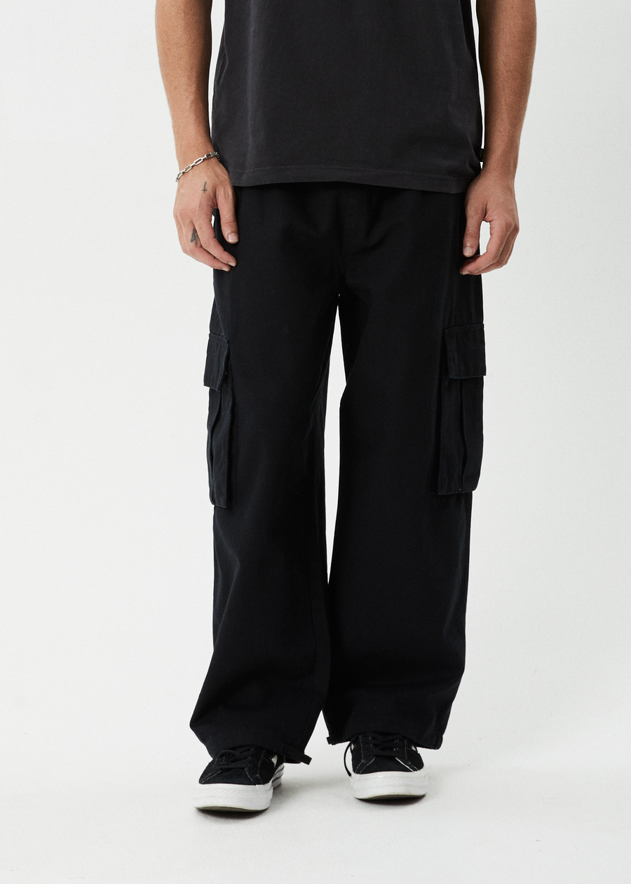 AFENDS Mens Atlas Canvas - Cargo Pant - Black