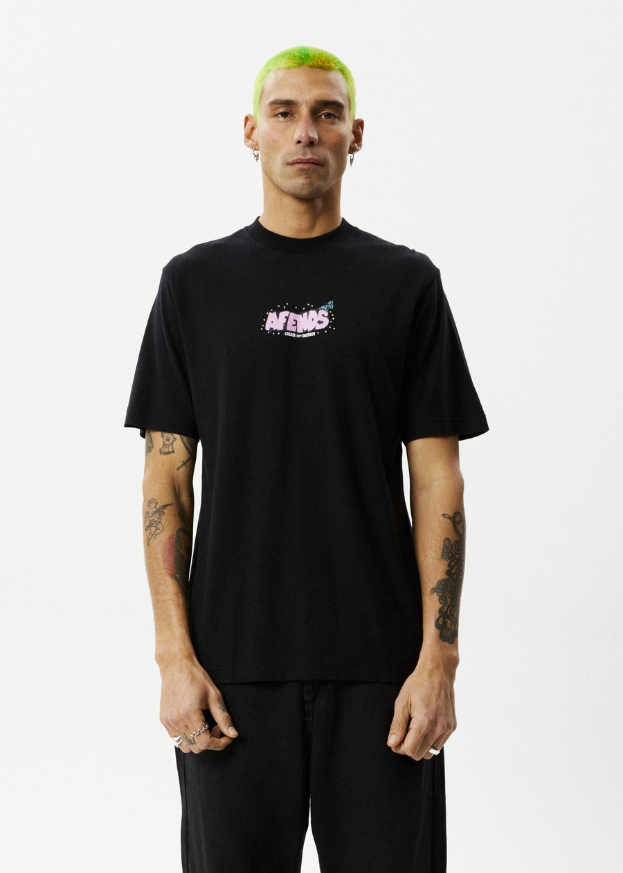 AFENDS Mens Universe - Retro Tee - Black