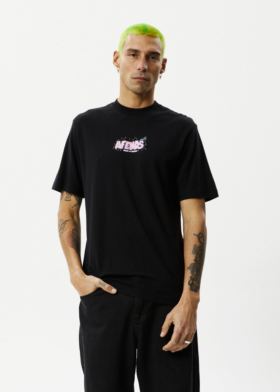 AFENDS Mens Universe - Retro Tee - Black