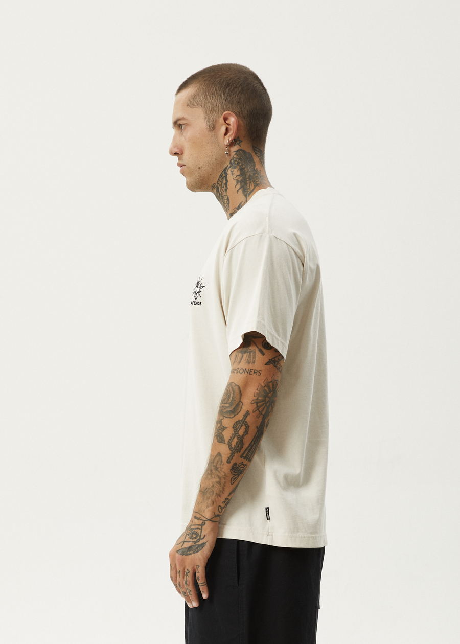 AFENDS Mens Graveyard - Boxy Tee - Moonbeam