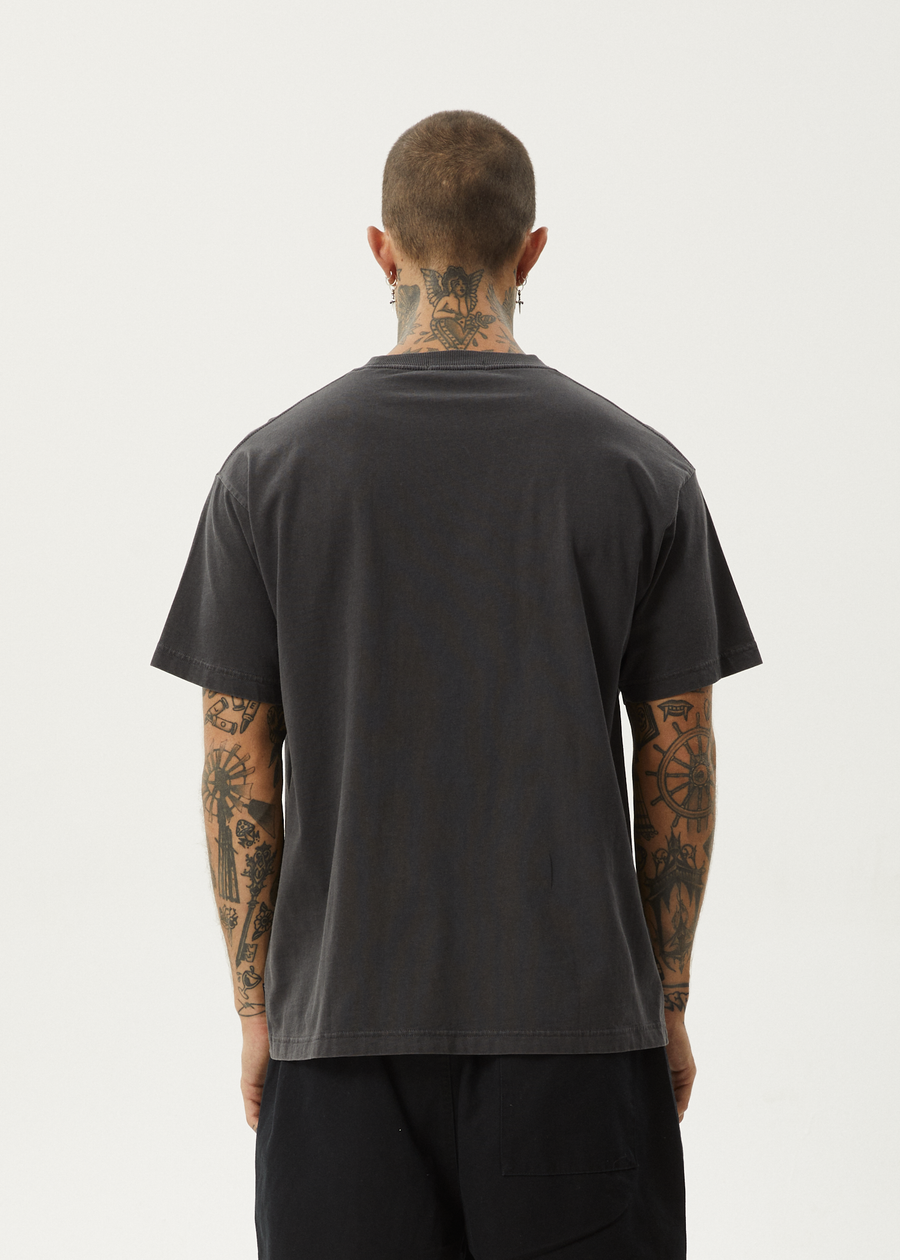 AFENDS Mens Graveyard - Boxy Tee - Stone Black