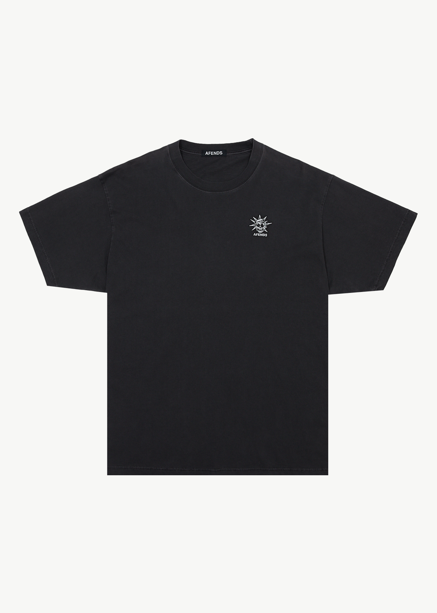 AFENDS Mens Graveyard - Boxy Tee - Stone Black
