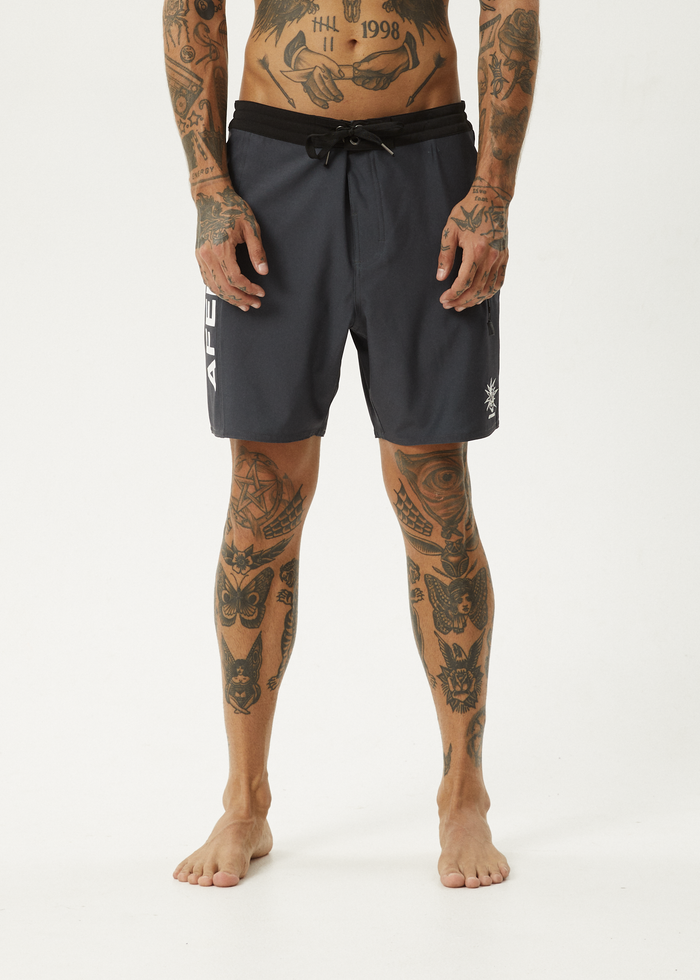 AFENDS Mens Graveyard - Surf Related Boardshort 18" - Charcoal
