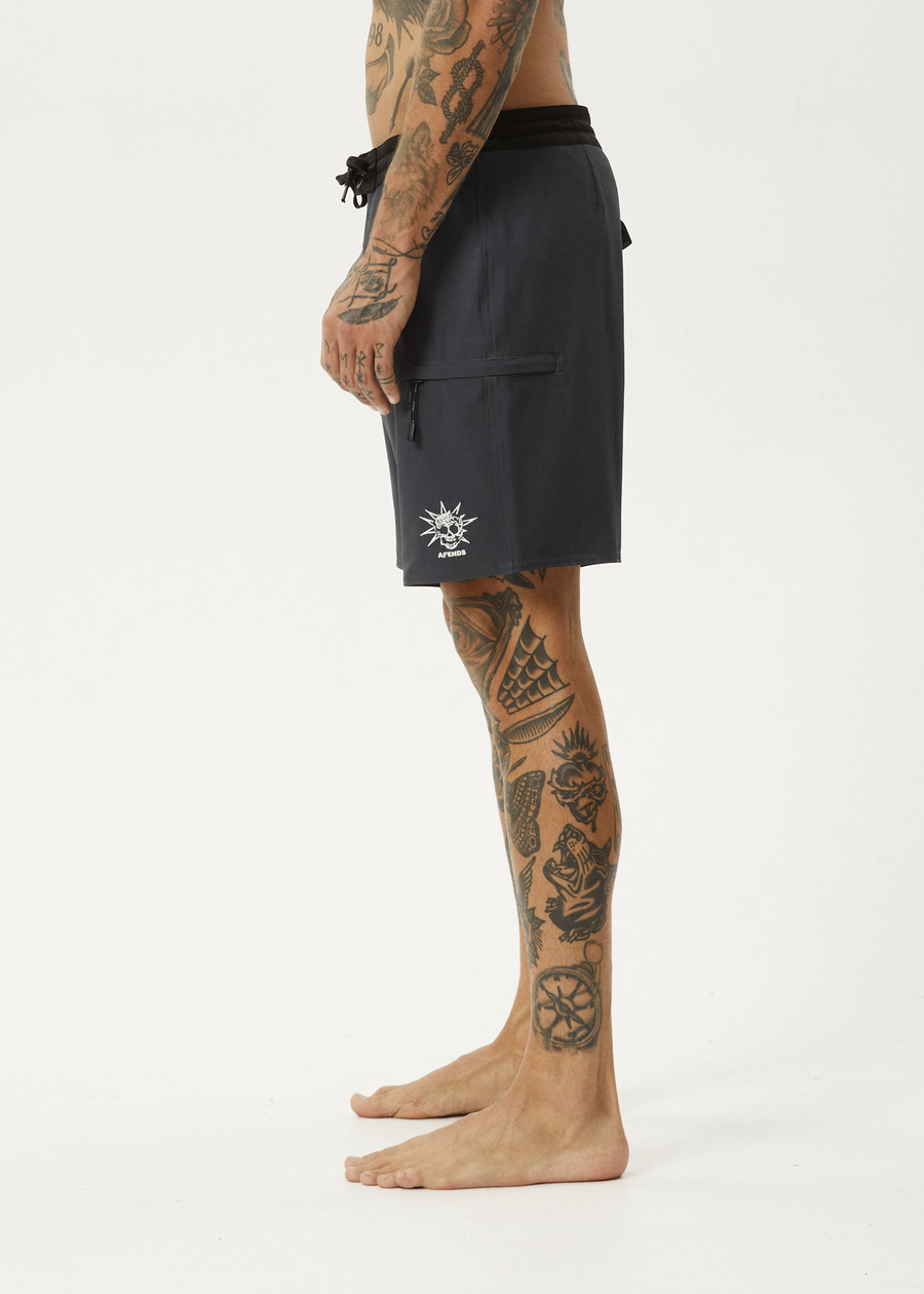 AFENDS Mens Graveyard - Surf Related Boardshort 18" - Charcoal