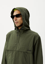 AFENDS Mens System - Water Resistant Spray Anorak Jacket - Military - Afends mens system   water resistant spray anorak jacket   military 