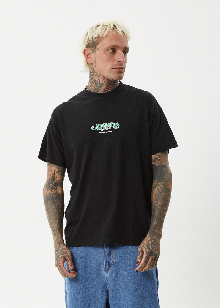 AFENDS Mens Break Through - Boxy Tee - Black