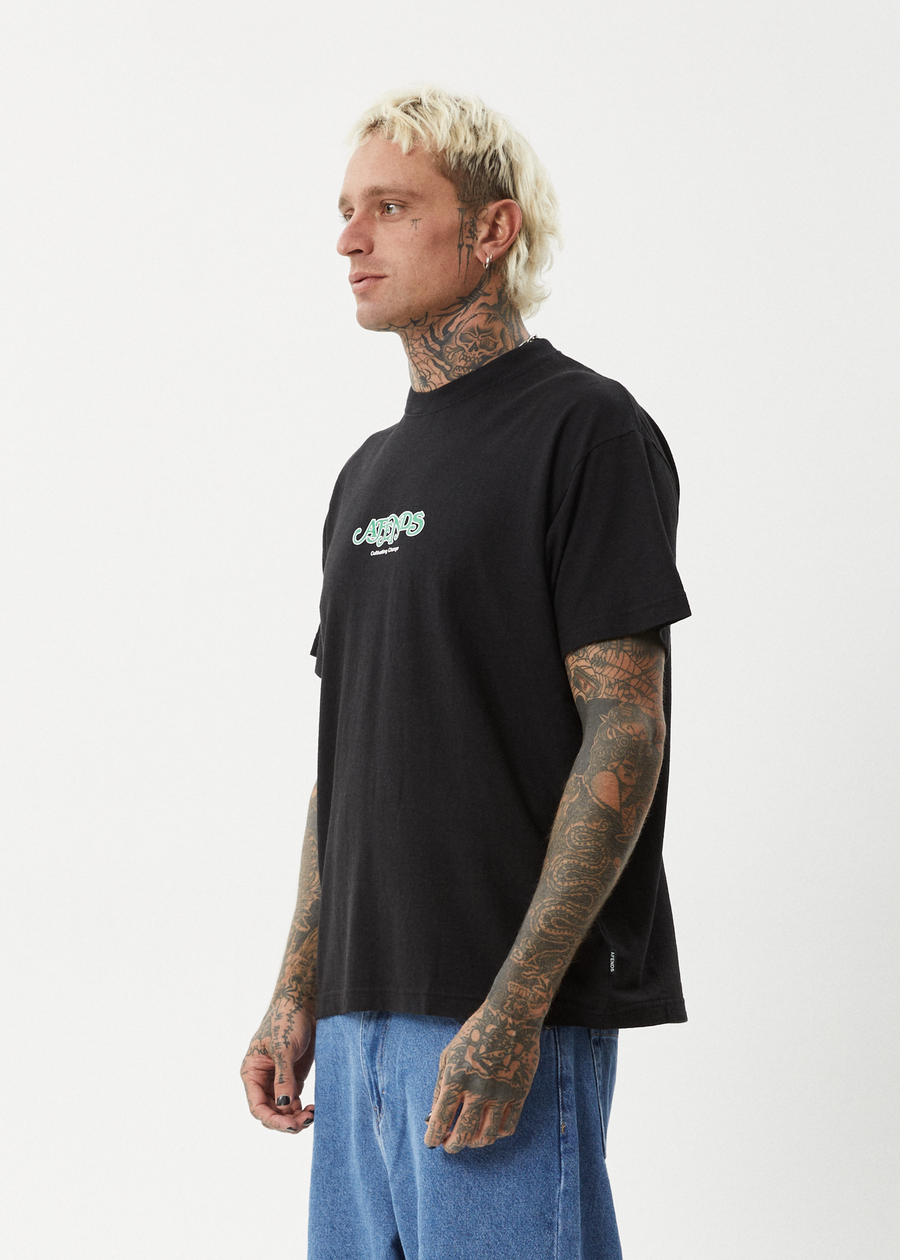 AFENDS Mens Break Through - Boxy Tee - Black