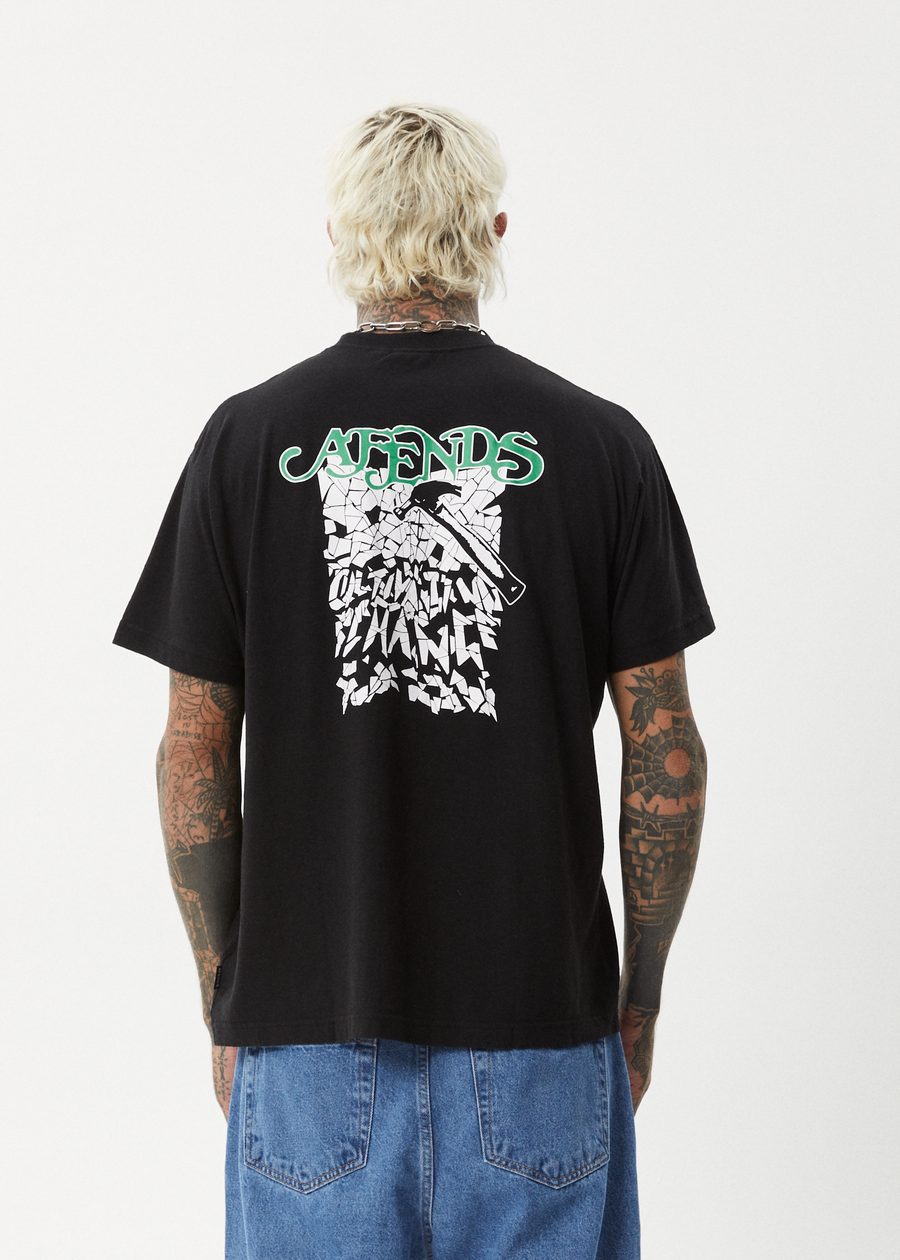 AFENDS Mens Break Through - Boxy Tee - Black