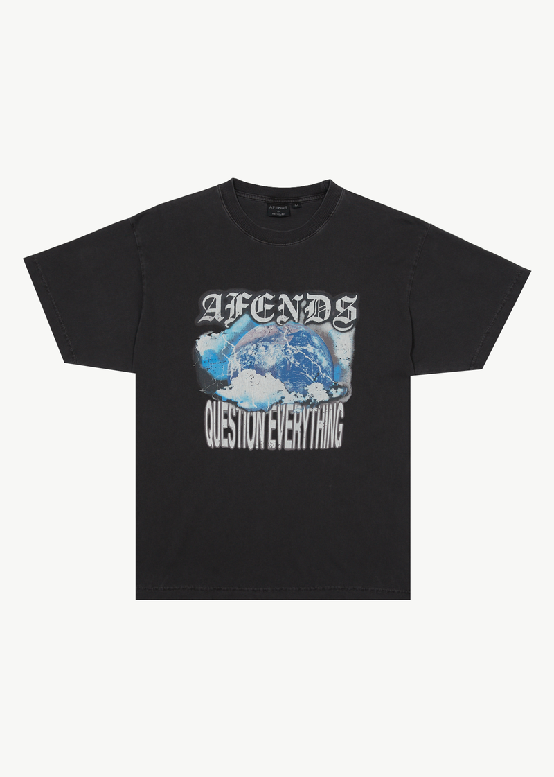 AFENDS Mens Return - Boxy Tee - Stone Black