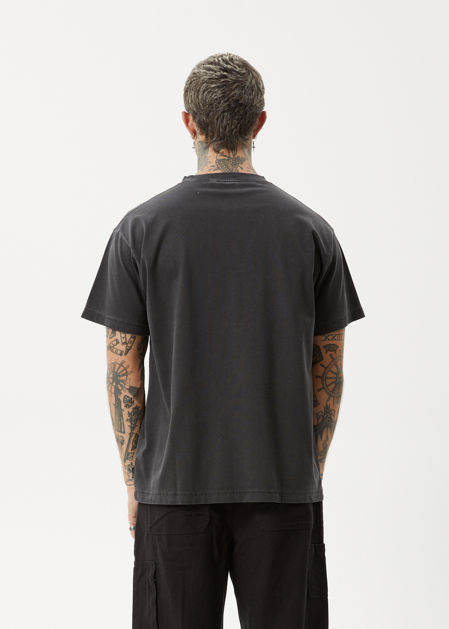 AFENDS Mens Return - Boxy Tee - Stone Black