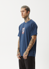 AFENDS Mens Sunflower - Boxy Tee - Navy - Afends mens sunflower   boxy tee   navy