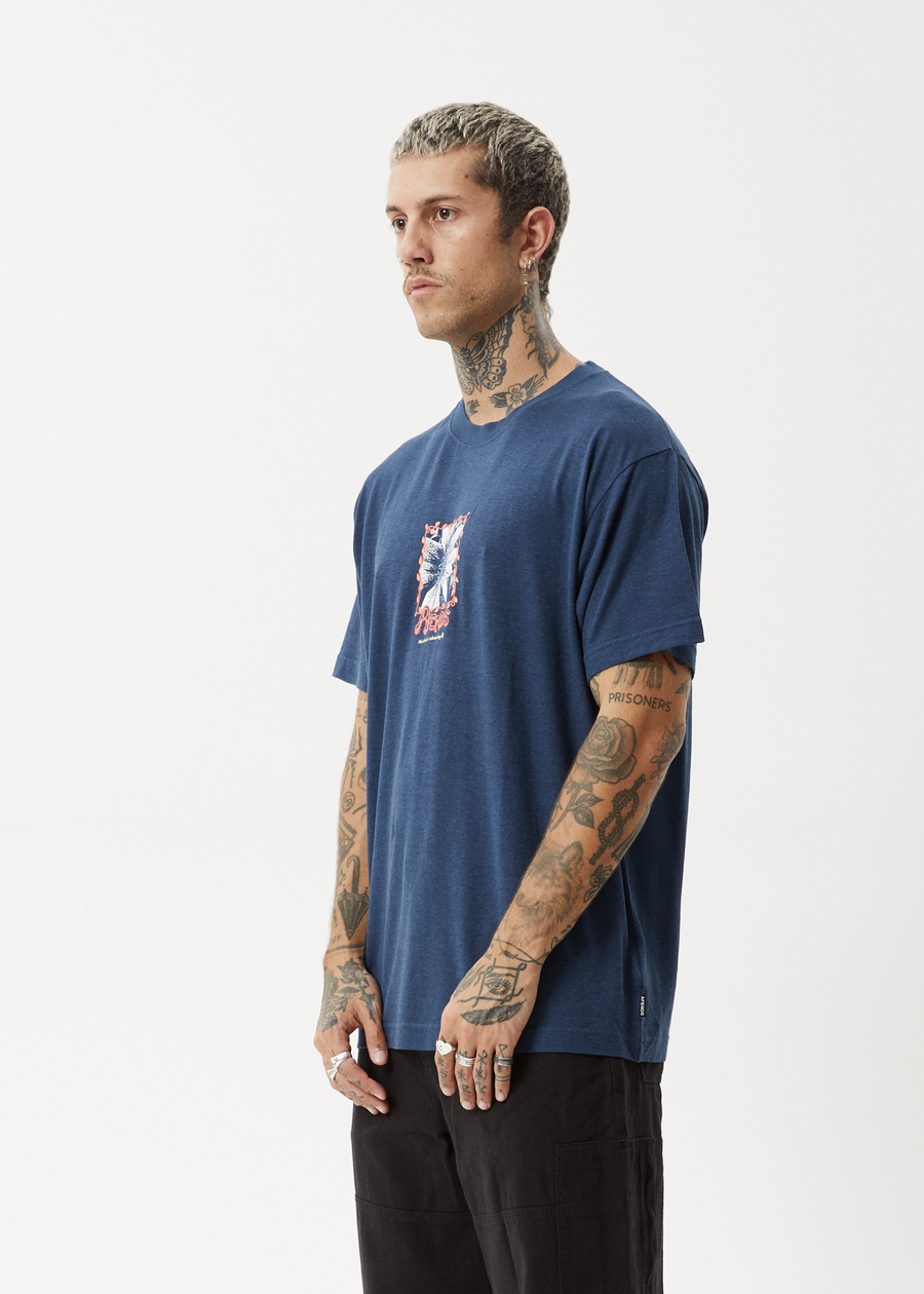 AFENDS Mens Sunflower - Boxy Tee - Navy