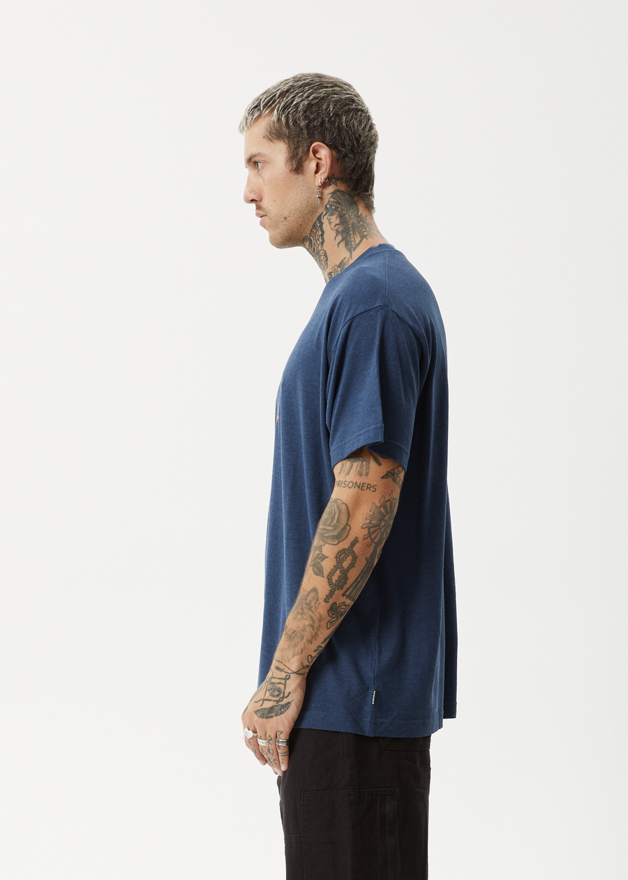 AFENDS Mens Sunflower - Boxy Tee - Navy