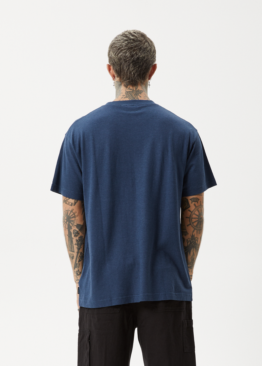 AFENDS Mens Sunflower - Boxy Tee - Navy