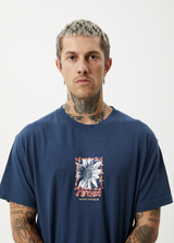 AFENDS Mens Sunflower - Boxy Tee - Navy - Afends mens sunflower   boxy tee   navy