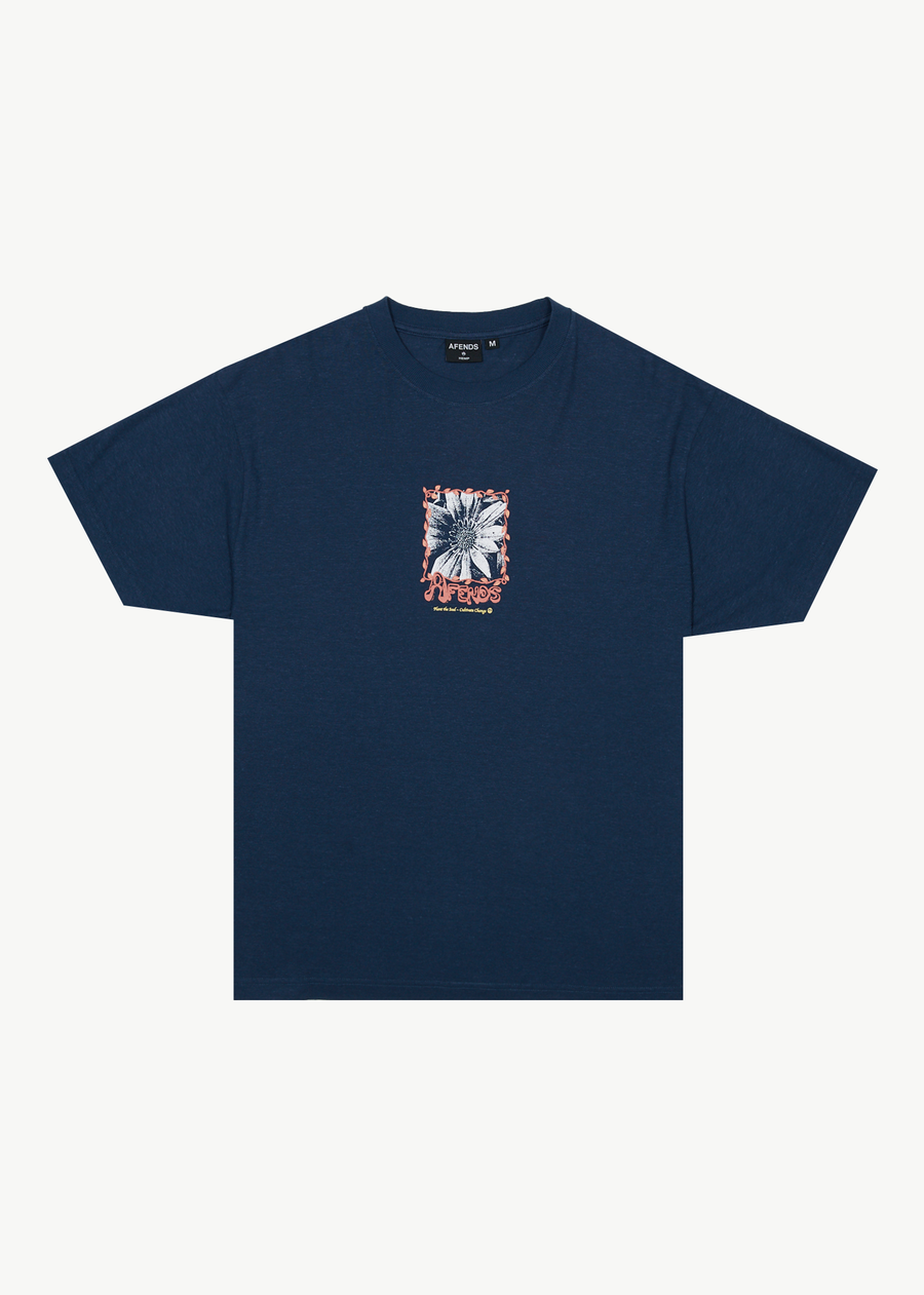 AFENDS Mens Sunflower - Boxy Tee - Navy