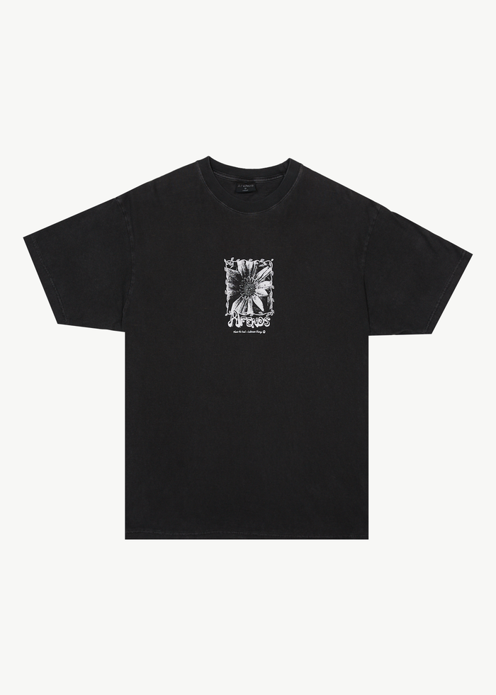 AFENDS Mens Sunflower - Boxy Tee - Stone Black