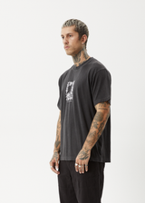 AFENDS Mens Sunflower - Boxy Tee - Stone Black - Afends mens sunflower   boxy tee   stone black