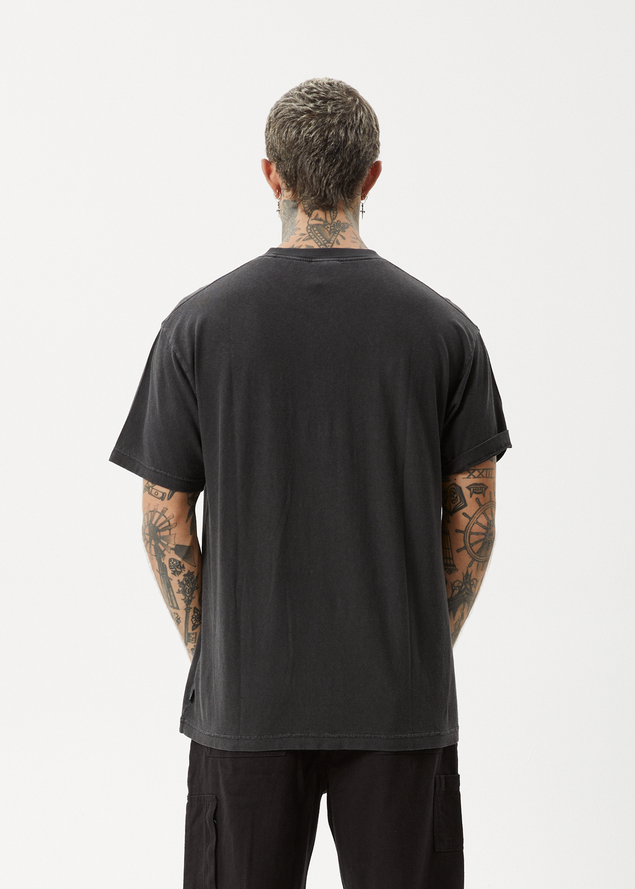 AFENDS Mens Sunflower - Boxy Tee - Stone Black