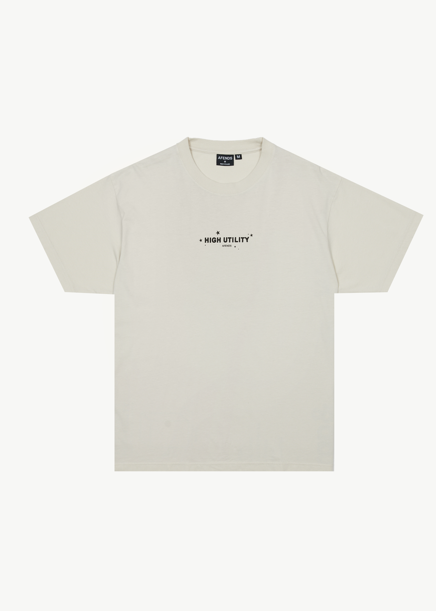 AFENDS Mens High Utility - Boxy Tee - Moonbeam