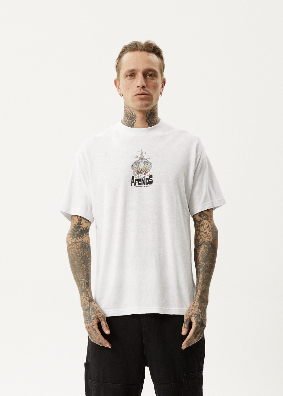 AFENDS Mens Magic Wizzo - Boxy Tee - White