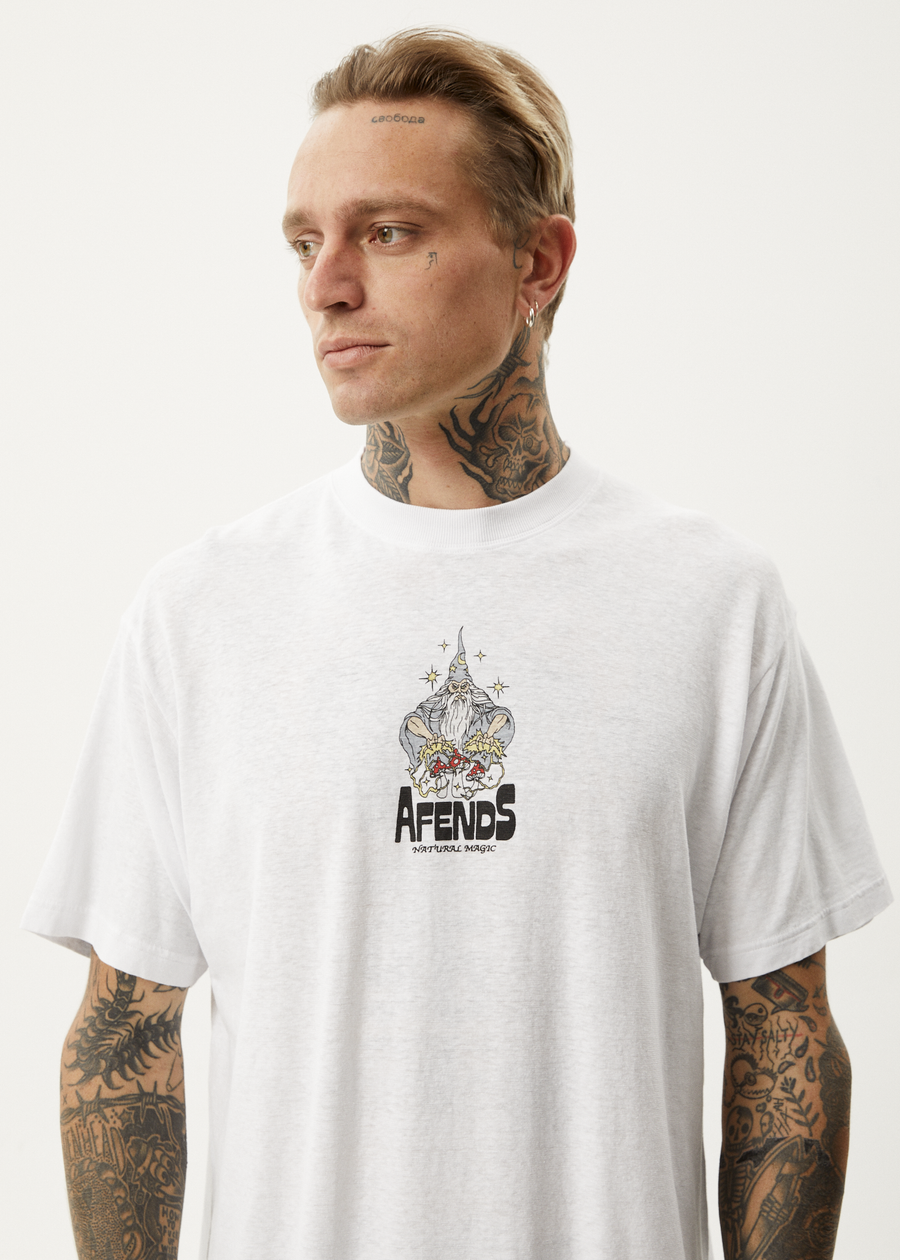 AFENDS Mens Magic Wizzo - Boxy Tee - White
