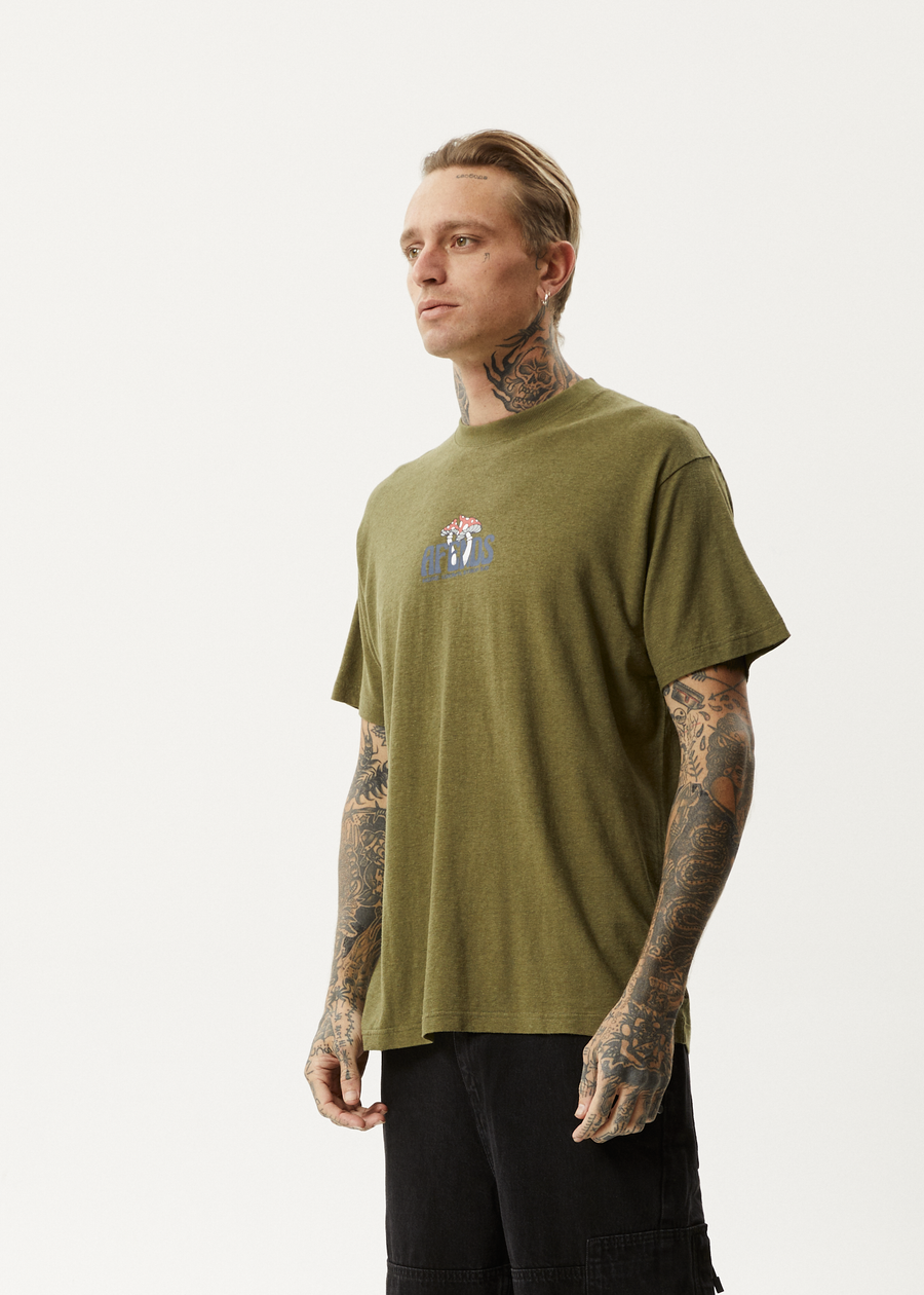 AFENDS Mens Let It Grow - Boxy Tee - Military