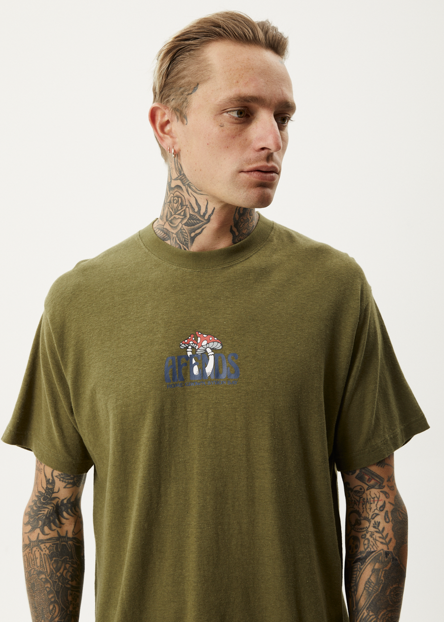 AFENDS Mens Let It Grow - Boxy Tee - Military