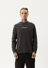 AFENDS Mens High Utility - Long Sleeve Tee - Stone Black - Afends mens high utility   long sleeve tee   stone black