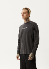 AFENDS Mens High Utility - Long Sleeve Tee - Stone Black - Afends mens high utility   long sleeve tee   stone black